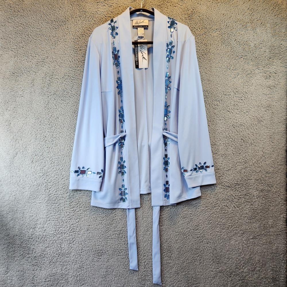 Randolph Duke Jacket Womens 1X Embellished Open Front Belted‎ Beaded Dressy